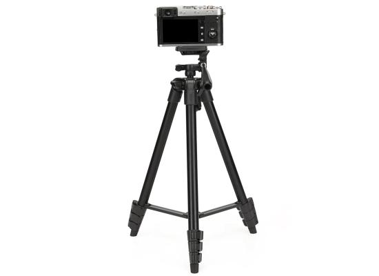 JMARY KP-2205 Aluminum Tripod (134CM), 4-Section Aluminum Legs, Universal Lightweight Tripod with Mobile Phone Holder Mount - Black